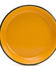 Plato hondo de peltre mostaza con borde negro