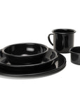 Vajilla de peltre negro sin bordes para 4 personas