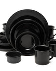 Vajilla de peltre negro sin bordes para 4 personas