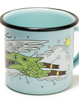 Taza de mesa de peltre menta con borde negro Venado