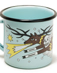 Taza de mesa de peltre menta con borde negro Venado