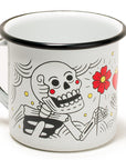 Taza de mesa de peltre blanco con borde negro Enamorados