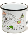 Taza de mesa de peltre blanco con borde negro Jimadores