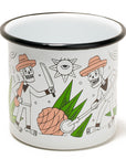 Taza de mesa de peltre blanco con borde negro Jimadores