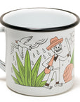Taza de mesa de peltre blanco con borde negro Jimadores