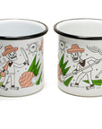 Taza de mesa de peltre blanco con borde negro Jimadores