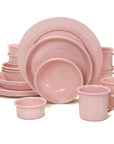 Vajilla de peltre rosa sin bordes para 4 personas