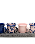 Set mezcalero azul y rosa con base de piedra