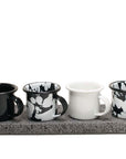 Set mezcalero negro y blanco con base de piedra