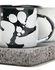 Set mezcalero negro y blanco con base de piedra