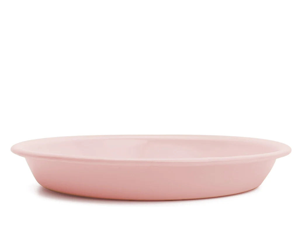 Plato hondo de peltre rosa sin bordes