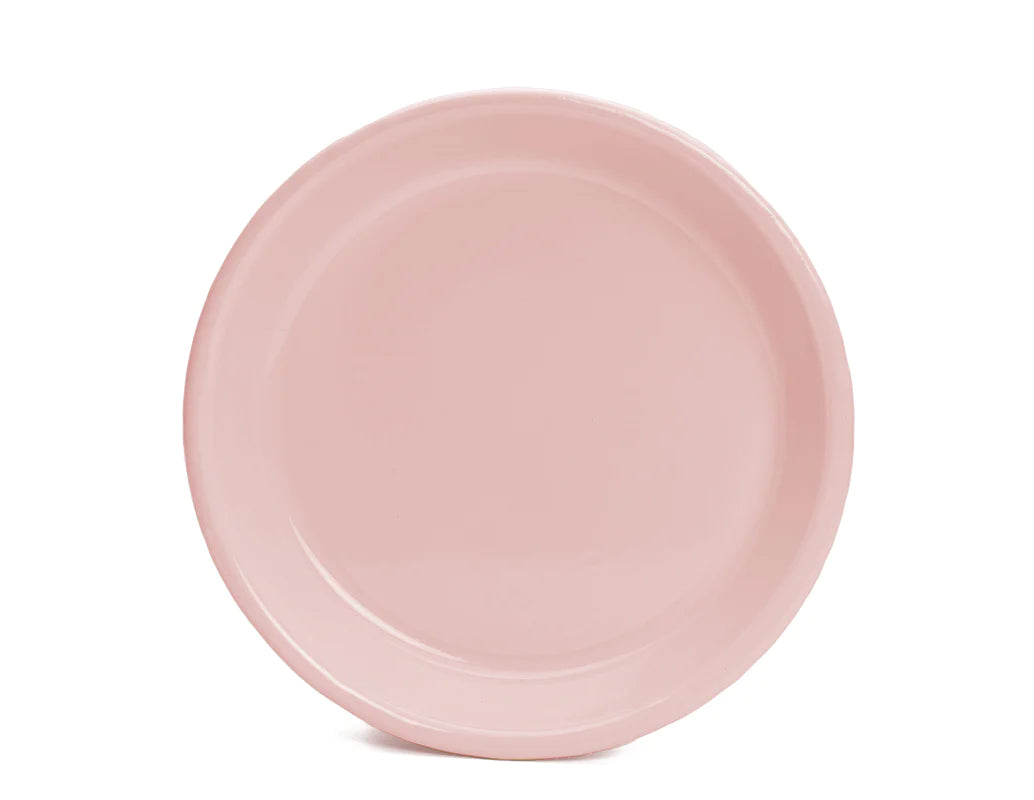 Plato hondo de peltre rosa sin bordes