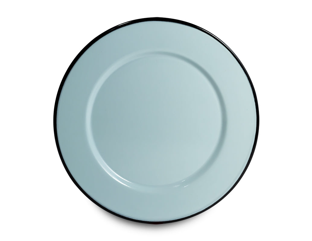 Plato trinche 24 cm de peltre menta con borde negro