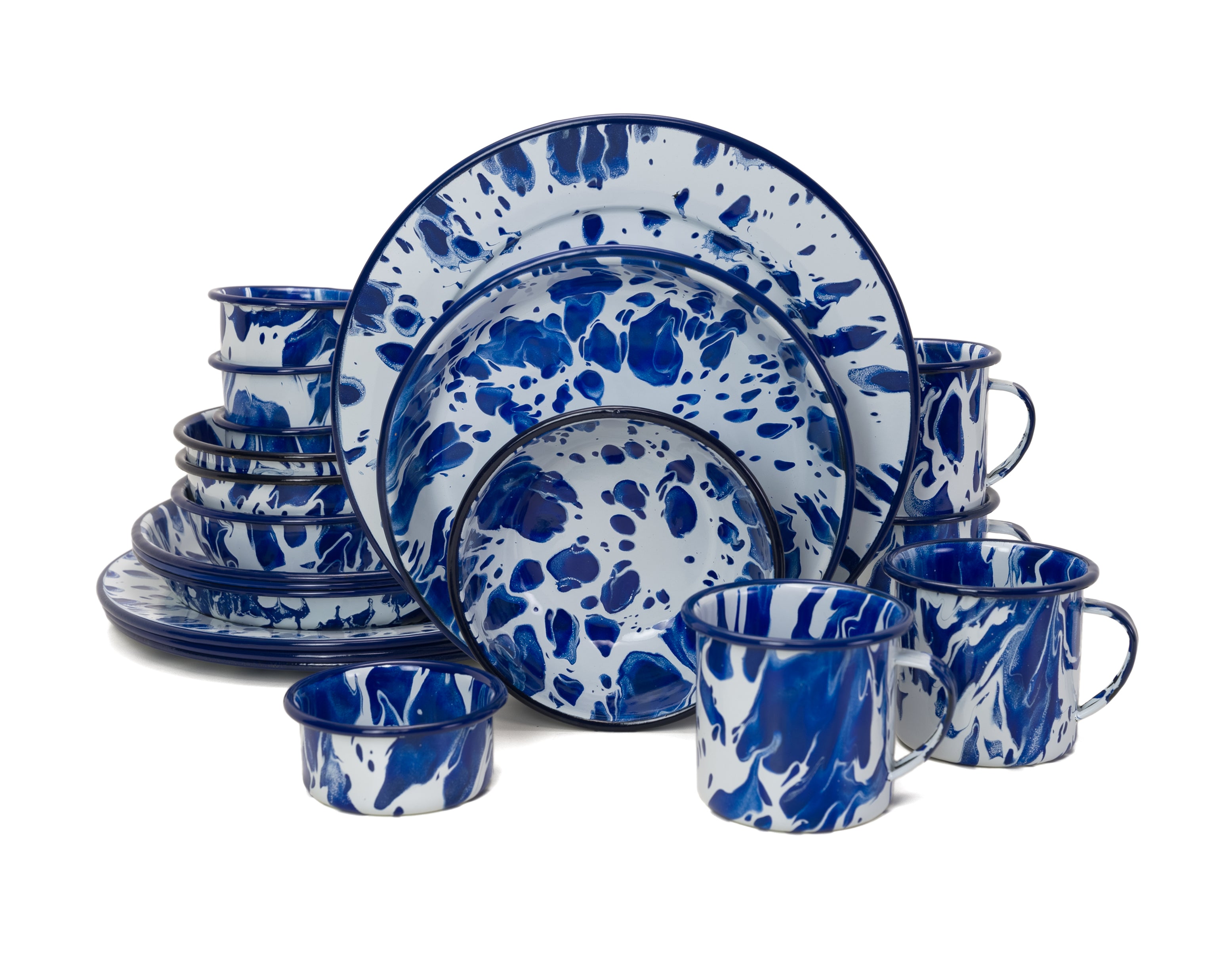 Vajilla de Peltre White and Blue 4 Person Set
