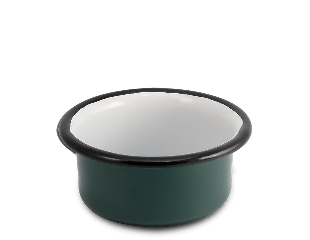 Salsera recta verde interior blanco de peltre con borde negro