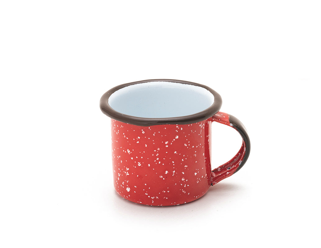 Taza para expreso rojo nevado interior blanco de peltre